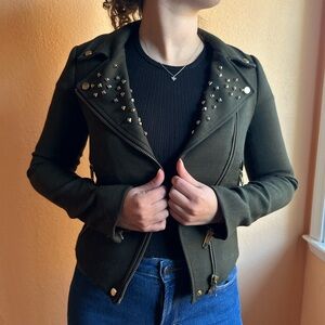 Zara Basic Army Green Studded Jacket